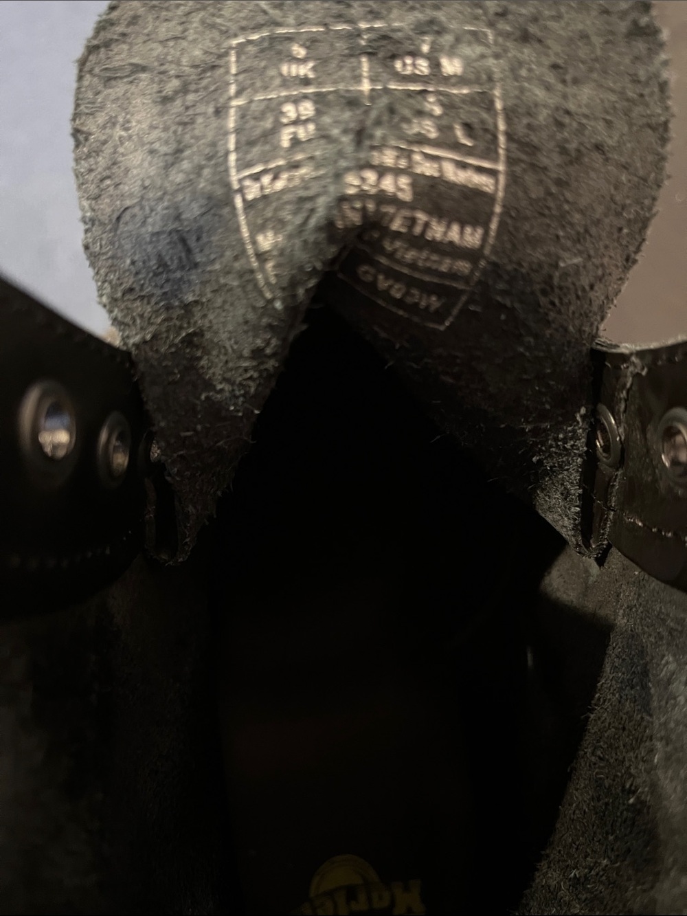 Dr. Martens Black Leather 8-Eye Boots with Yellow Stitching - Picture 7 of 7